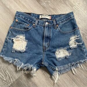 Levi's 505 Women's Blue Denim Distressed Cut-Off Jeans Shorts Regular Fit Sz W31